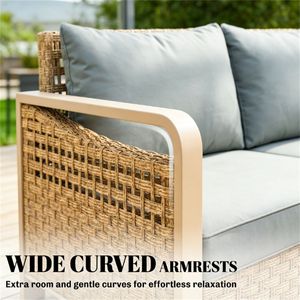 Sofá de Ratán para Exteriores, Muebles de Patio para Terraza y Balcón con un Atractivo y Elegante Diseño - Product Image 3