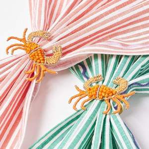 Anneau de serviette artisanal tissé en perles de couleur turquoise, élégant et fait main, pour la décoration de table nautique de luxe lors de mariages et banquets côtiers - Product Image 5