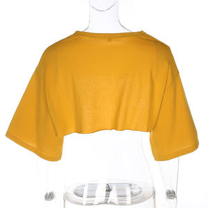 <b>Women's</b> 100% Cotton <b>Crop</b> <b>Top</b> Casual Round Neck Short Sleeve T Shirt Wholesale OEM Ladies Ribbed <b>Crop</b> <b>Top</b> - Product Image 2