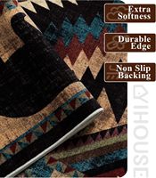 Tapis de couloir, cuisine, chambre 2x6 - Paillasson d'intérieur antidérapant à poils ras, motif tribal, style cabane rustique Western Bear
