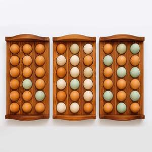 Wooden <b>Egg</b> Rack House Shape Storage Organizer Kitchen Counter Refrigerator Fresh <b>Egg</b> Holder Farmhouse Style <b>Eco</b>-Friendly - Product Image 1