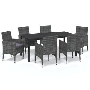 Set da Pranzo in Rattan PE Grigio Scuro con Struttura in Acciaio e Alluminio WPC per Patio, Arredamento Elegante e Moderno - Product Image 2