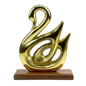 Jaffs Exports Golden Abstract Swan Sculpture Handmade Eco-Friendly Aluminium Artistic Contemporary Tabletop <b>Decor</b> for Living - Product Image 1