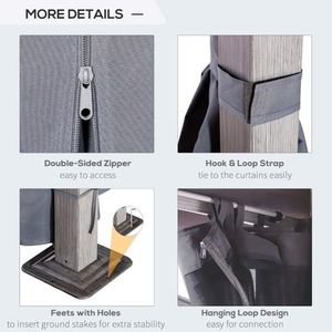 Gazebo da Giardino 3x3 Metri Grigio Scuro Serie AS con Tettoia e Pergola - Product Image 6