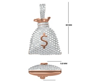 Pendentif Hiphop en or pour homme Humera Jewels, diamant synthétique de laboratoire certifié IGI, taille brillant rond, bijou charme, cadeau unique - Product Image 5