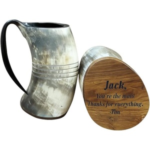 Chope artisanale en corne de buffle, style Viking vintage, pour bière, vin et bière artisanale - Product Image 3