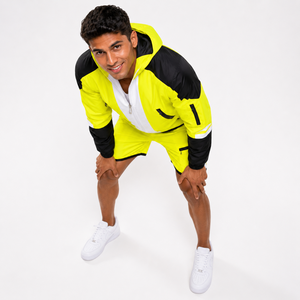Ensemble de survêtement pour homme personnalisé, veste coupe-vent et short en polyester imperméable et réfléchissant, coupe-vent avant, vêtements de sport, jogging - Product Image 4