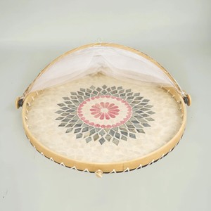 Handmade Mother of Pearl Plates with Bamboo Lid for Kitchen Use Bamboo Food Cover <b>Storage</b> Container made in Vietnam - Product Image 1