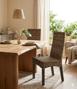 Chaise de salle à manger en rotin naturel, dossier haut, sans accoudoirs, pieds en bois, pour hôtel, restaurant, cuisine, café, meubles tissés à la main - Product Image 5