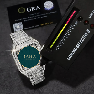 Montre de luxe RAHA en quartz avec boîtier en moissanite, cadran 41 mm, bracelet en acier inoxydable, mouvement ETA, analogique, résistance à l'eau 5 ATM, fermoir papillon - Product Image 3