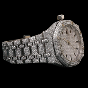Reloj Hip Hop Completamente Cubierto de Diamantes Moissanite con Esfera Redonda y Fecha Automática - Product Image 4