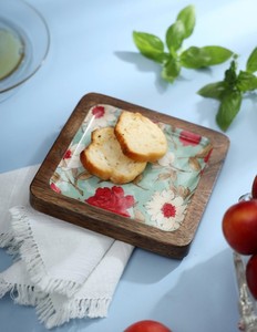 Wood Floral Printed Rectangle Coastal Design Wood Handicraft Serving Plate Dessert Display Tray for <b>Party</b> <b>Table</b> Decor - Product Image 3