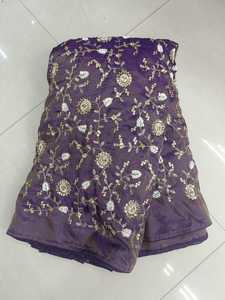 Tela de tejido puro premium con bordado de cuentas pesadas, 190 GSM, 44 pulgadas de ancho, material de diseñador de lujo para ropa de novia. - Product Image 4