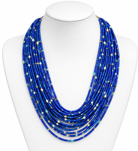 Collier de pull multicouche en résine opale et perles de rocaille fait main, style vintage, bohème, tribal, tendance, pour soirée, vente en gros, export - Product Image 1