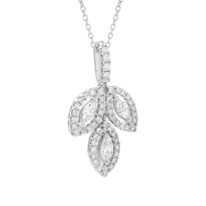 Collier pendentif en diamant marquise en forme de fleur pour femme, argent 925 plaqué rhodium, chaîne de luxe - Product Image 2