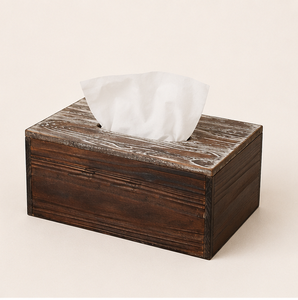 Antique Style Rustic Brown Wood <b>Tissue</b> Box Cover With Hinged Lid Decorative Handcrafted Rectangular Facial <b>Tissue</b> Holder - Product Image 3