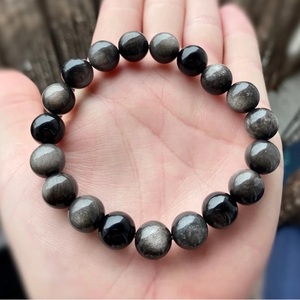 Chakralume Natural Black Obsidian <b>Beaded</b> <b>Bracelet</b> for Healing Reiki Energy Unisex Gift Jewelry 8mm - Product Image 5