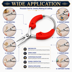 Palm Grip Round <b>Nose</b> Pliers 100mm Spring Loaded Jewelry Wire Looping Tool ZetomedPro - Product Image 4