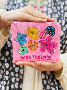 Sac Mini Zippé Haut de Gamme BY MULTI CRAFT, Tendance, Magnifique, Fait Main, Broderie Perlée, Motif Hello Summer, Élégant et Stylé - Product Image 2