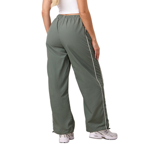 Womens Sage Green Woven Tracksuit Full Zip Jacket and Jogger Pants Set Casual Fitness Activewear Outfit - Product Image 6