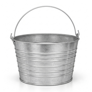 4.25 Gallon Galvanized Iron Pail Metal Ribbed Planter with Handles - Product Image 1