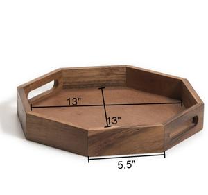 Bandeja de Servir Octogonal Portátil de Madera de Acacia Pulida para Catering, Mesa de Café, Cocina o Decoración del Hogar - Product Image 3