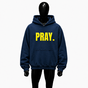 เสื้อฮู้ดโอเวอร์ไซส์ลายกราฟิก Navy พร้อมตัวอักษรสีเหลือง พิมพ์ลายสตรีทแวร์ เสื้อสเวตเชิ้ตแบบสวม Unisex สไตล์ลำลองสำหรับผู้ชาย ลดราคา - Product Image 1