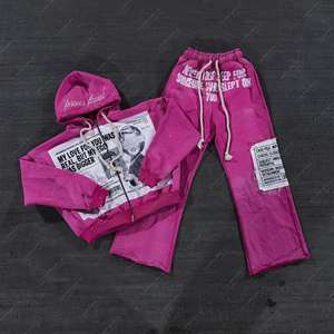 Survêtement en coton de haute qualité pour l'hiver, personnalisable, effet délavé, imprimé DTF, design 2-en-1, léger - Product Image 1