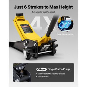 Martinetto idraulico da officina in acciaio da 3 tonnellate (6614 libbre) a basso profilo con doppio pistone e pompa a sollevamento rapido, con adattatore per SUV - Product Image 6