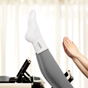 Dual Direction Inside Grip Free Design Custom LOGO Pilates <b>Socks</b> Women Yoga Barre Anti Slip Gym Indoor Daily 100% Cotton - Product Image 3