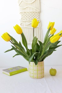 Porte-ustensiles en céramique peint à la main, motif floral à carreaux, finition brillante, durable, résistant à la chaleur, organiseur de comptoir de cuisine - Product Image 6