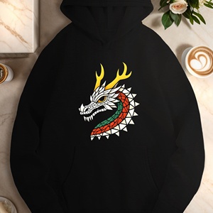 Sweats à capuche décontractés pour femmes style mosaïque tête de dragon - Product Image 1