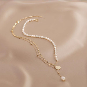 Collier haut de gamme version coréenne, design de niche féminin avec pendentif en perle d'eau douce, chaîne de clavicule, beauté naturelle - Product Image 4