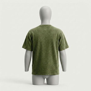 Camiseta de Algodón Verde Oliva para Hombre, Corte Holgado, Manga Corta, Cuello Redondo, Estilo Casual, Lavado, Secado Rápido, Ecológica, Color Sólido - Product Image 2