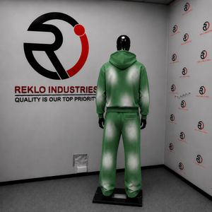 Custom Mens Green Washed Tracksuit <b>Full</b> <b>Zip</b> <b>Hoodie</b> Sweatpants Set Wholesale Casual Streetwear Jogging Sportswear Outfit For Men - Product Image 4