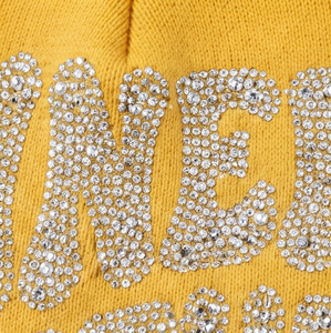 Rhinestone <b>Beanie</b> Hat Unisex <b>Fleece</b> Cap Custom knit <b>Beanie</b> Winter Warm Cuffed <b>Beanie</b> Unisex 100% Acrylic Cap Winter Warm Hat - Product Image 4