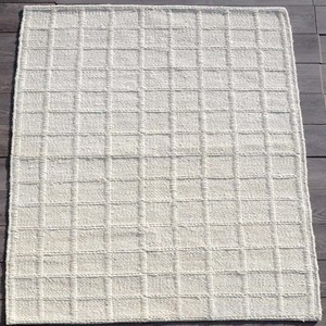 Tapis en jute blanc naturel tissé à la main, couleur unie, style moderne farmhouse, extra épais, adapté aux animaux domestiques, antidérapant, pour salon et chambre à coucher - Product Image 2
