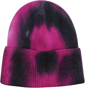 Bonnet tricoté chaud pour homme, style tie-dye personnalisé, rayures décontractées, en laine, collection hiver 2025-2026 - Product Image 1