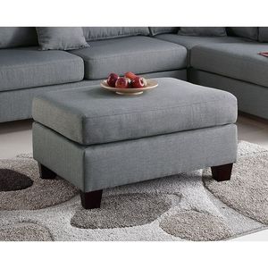Set di 3 Divani Reversibili con Pouf in Tessuto Poliestere Grigio, Arredamento per Soggiorno, Cuscini per Divano Componibile - Product Image 4