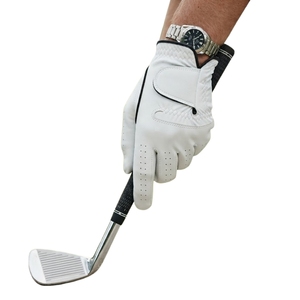 <b>Maximize</b> Wear White Cabretta Leather Genuine Sports Golf Gloves Men Full Finger Breathable Soft Grip OEM Custom Logo Wholesale - Product Image 1