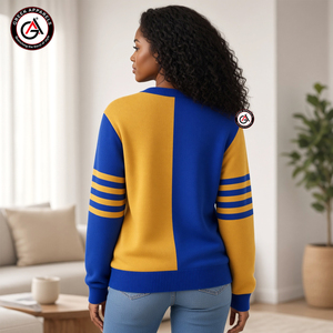 เสื้อคาร์ดิแกนผู้หญิง แขนยาว ปักลาย Sigma Gamma Rho Sorority ผ้าอะคริลิก ทรงวี คอวี ป้องกันรอยยับ สำหรับฤดูหนาว สไตล์วินเทจ - Product Image 2