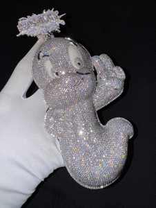 Vintage Style Hip Hop <b>Iced</b> <b>Out</b> Teddy 3D S925 Silver Bear Charm Pendant Moissanite Pass Tester Gold Plated <b>Chain</b> Custom Name - Product Image 3