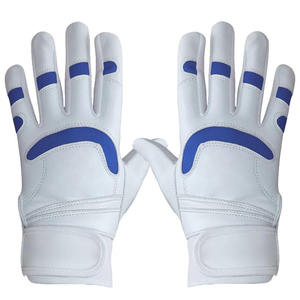 White <b>Blue</b> Leather Baseball Batting Gloves Breathable Palm Anti-Slip Grip Adjustable Wrist Strap XL XXL for Men - Product Image 3