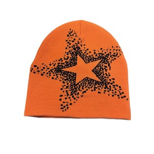 Bonnet en tricot 100% acrylique respirant et imperméable à motif jacquard étoilé, chaud, unisexe, pour l'hiver et l'automne, idéal pour les activités de plein air, le ski, style Y2K, protection contre le froid - Product Image 4