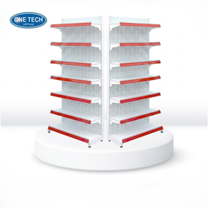 One Tech <b>Industrial</b> 7 Layer Wall Single Side Perforated Display Shelf Powder Coated Metal Rust Free Anti Slip Multi Use Mart - Product Image 2