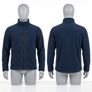 Veste de travail en polaire premium 320 GSM gris anthracite, fermeture éclair intégrale, impression personnalisée, broderie logo, hiver, randonnée, camping - Product Image 2
