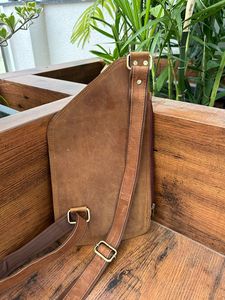 Unisex Vintage Genuine Leather Crossbody <b>Bag</b> Crunch Leather <b>Shoulder</b> Sling <b>Bag</b> Leather Chest <b>Bag</b> for Hiking and Travel - Product Image 5