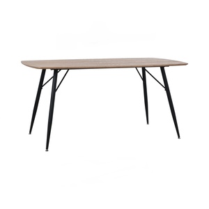 Mesa de Comedor Industrial Moderna y Minimalista, Tablero de Madera de Fresno Natural, Patas de Metal, Mesa de Cocina Rectangular para el Hogar o Restaurante - Product Image 1