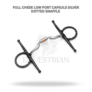 Bocado de caballo tipo snaffle de mejilla completa, con puerto bajo, tipo cápsula, con puntos plateados, tamaño completo, para control en la equitación - Product Image 3