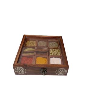 Eco-Friendly Wooden Spice <b>Box</b> Decorative Storage for Home Kitchen Masala Organizer <b>Herbs</b> Seasonings Everyday Meal Preparation - Product Image 4